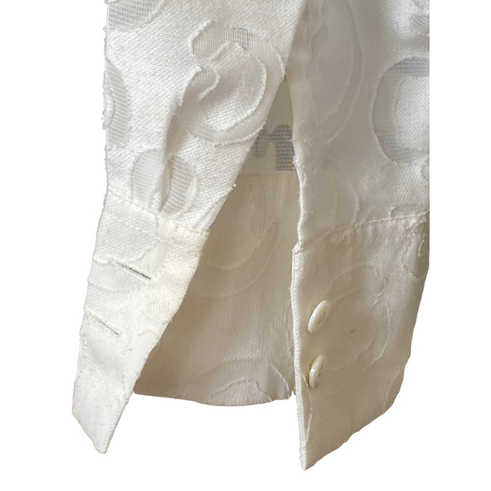 Talbots Women's White Mesh Cutout Pattern Shirt Size 8 Petites Button Up, - Picture 9 of 10
